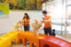 dogs interacting in structured social environments at daycare with staff supervision